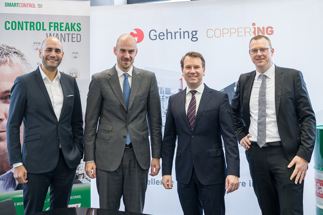  Saad Marhabe, Global Business Development Manager Castrol; Andreas Osbar, board member, BP Europa SE and sales director for Lubricants Industrial Europe; Dr. Sebastian Schöning, CEO Gehring Group; Martin Winter-stein, CSO Gehring Group
